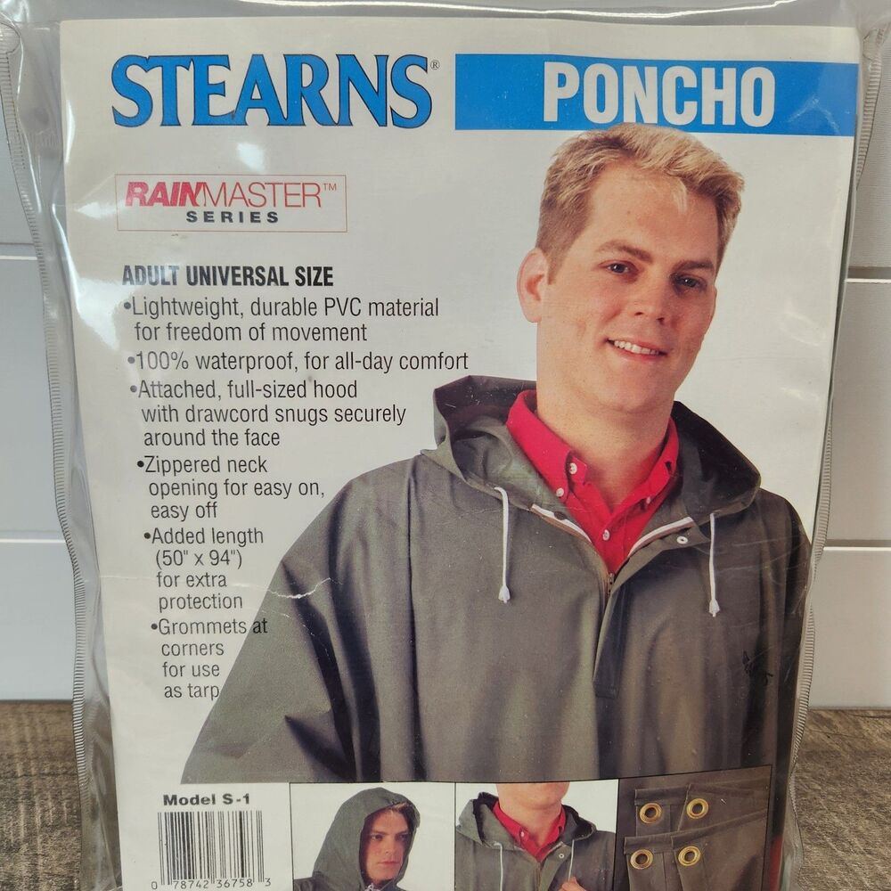Stearns RainMaster Poncho - Adult Universal Size - Army Green